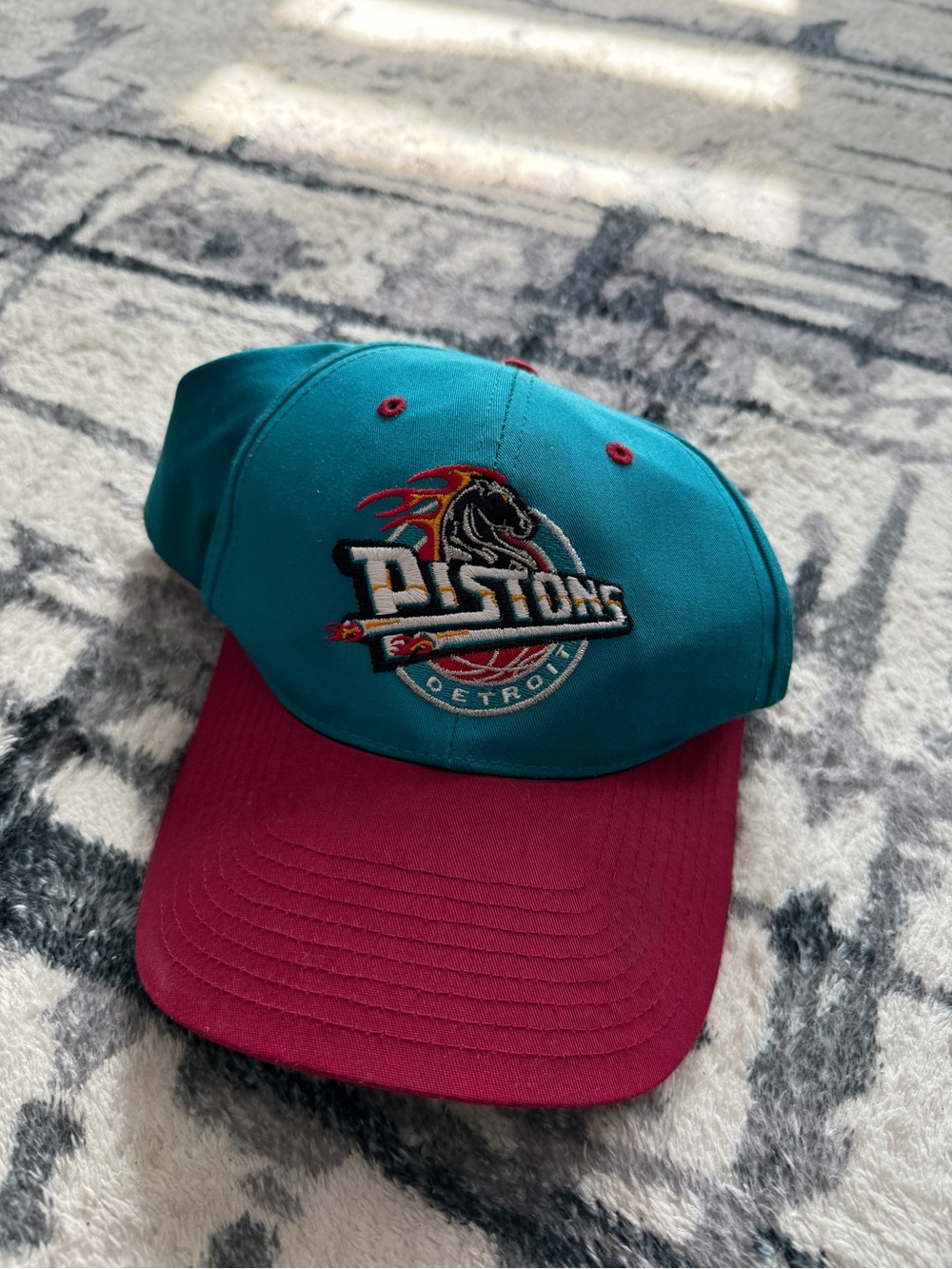 Detroit Pistons Vintage Teal and Burgundy Snapback Hat